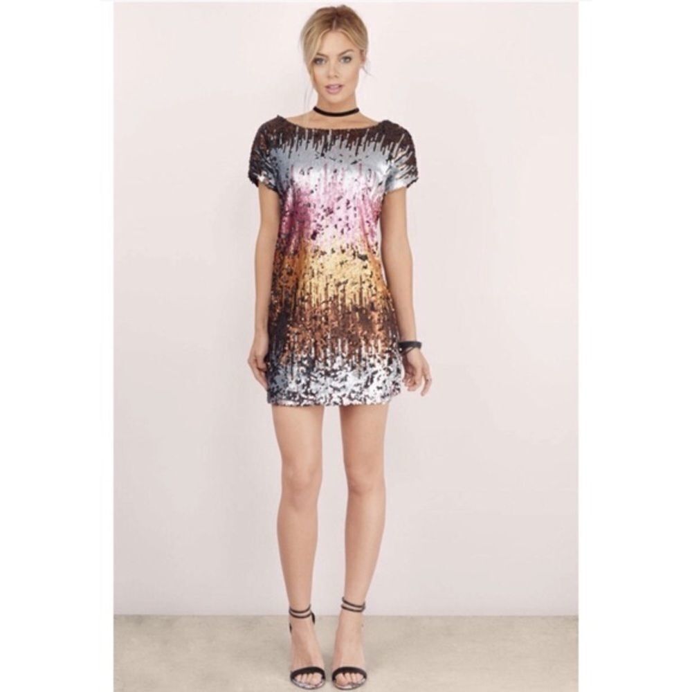 Tobi Shine Me Up Sequin Mini Shift Dress XS NWT